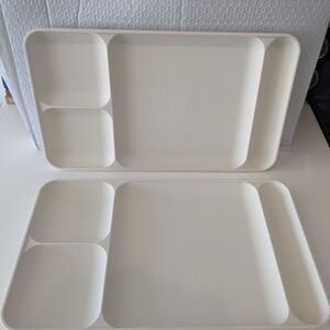 Vintage 2 Tupperware 1535 Divided Trays Plate Lunch Dinner Picnic  15"x9"